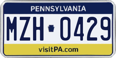 PA license plate MZH0429