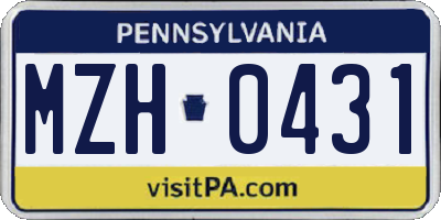 PA license plate MZH0431