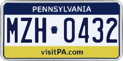 PA license plate MZH0432