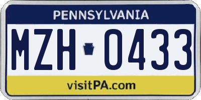PA license plate MZH0433