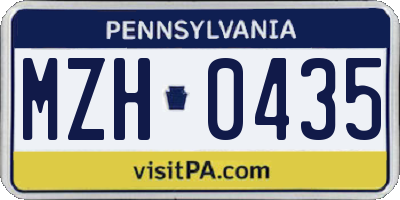 PA license plate MZH0435
