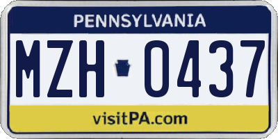 PA license plate MZH0437