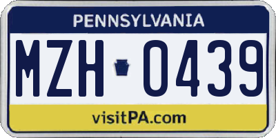 PA license plate MZH0439