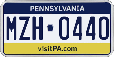 PA license plate MZH0440