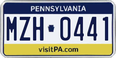 PA license plate MZH0441