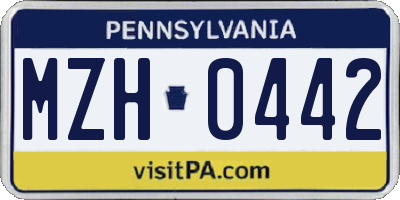 PA license plate MZH0442