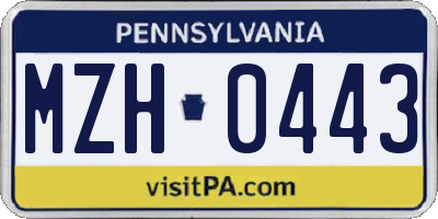 PA license plate MZH0443