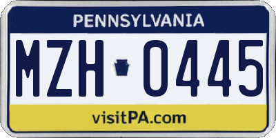 PA license plate MZH0445