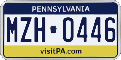 PA license plate MZH0446