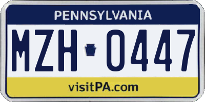 PA license plate MZH0447