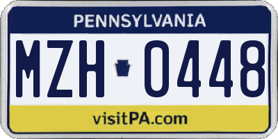 PA license plate MZH0448