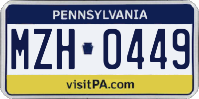 PA license plate MZH0449