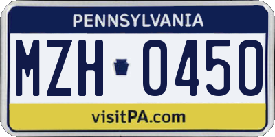 PA license plate MZH0450