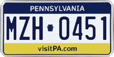 PA license plate MZH0451