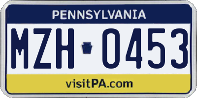 PA license plate MZH0453
