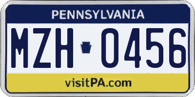 PA license plate MZH0456