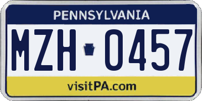 PA license plate MZH0457