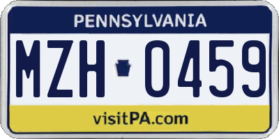 PA license plate MZH0459