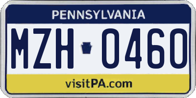 PA license plate MZH0460