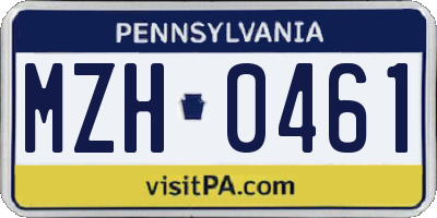 PA license plate MZH0461