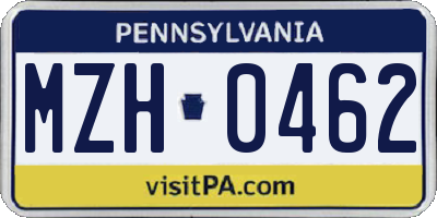 PA license plate MZH0462