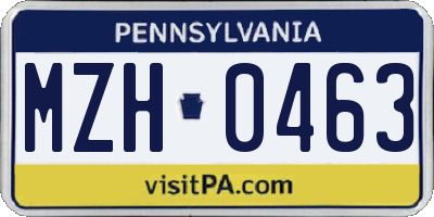 PA license plate MZH0463