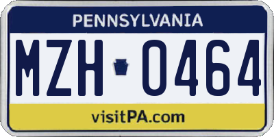 PA license plate MZH0464