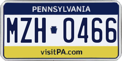 PA license plate MZH0466