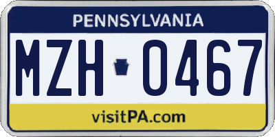 PA license plate MZH0467