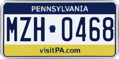 PA license plate MZH0468