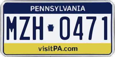 PA license plate MZH0471