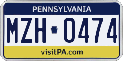 PA license plate MZH0474