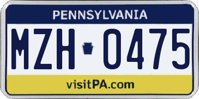 PA license plate MZH0475