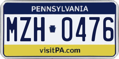 PA license plate MZH0476