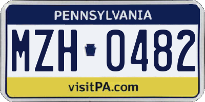 PA license plate MZH0482