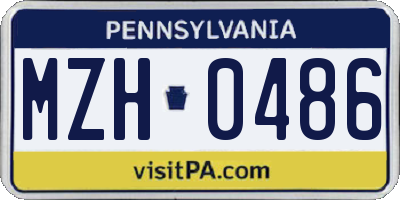 PA license plate MZH0486