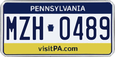 PA license plate MZH0489