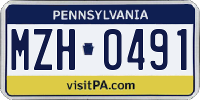 PA license plate MZH0491