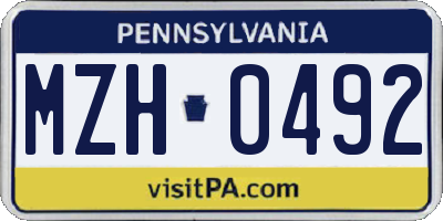 PA license plate MZH0492