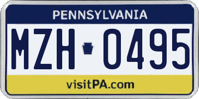PA license plate MZH0495