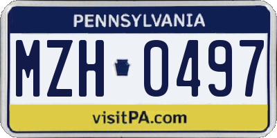 PA license plate MZH0497