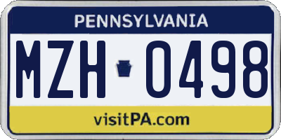 PA license plate MZH0498