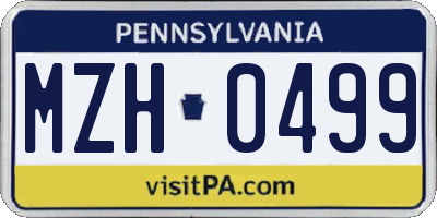 PA license plate MZH0499