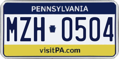 PA license plate MZH0504