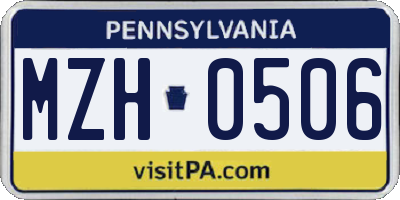 PA license plate MZH0506