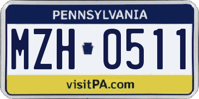 PA license plate MZH0511