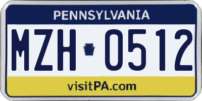 PA license plate MZH0512