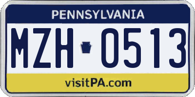 PA license plate MZH0513
