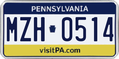 PA license plate MZH0514