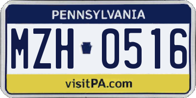 PA license plate MZH0516